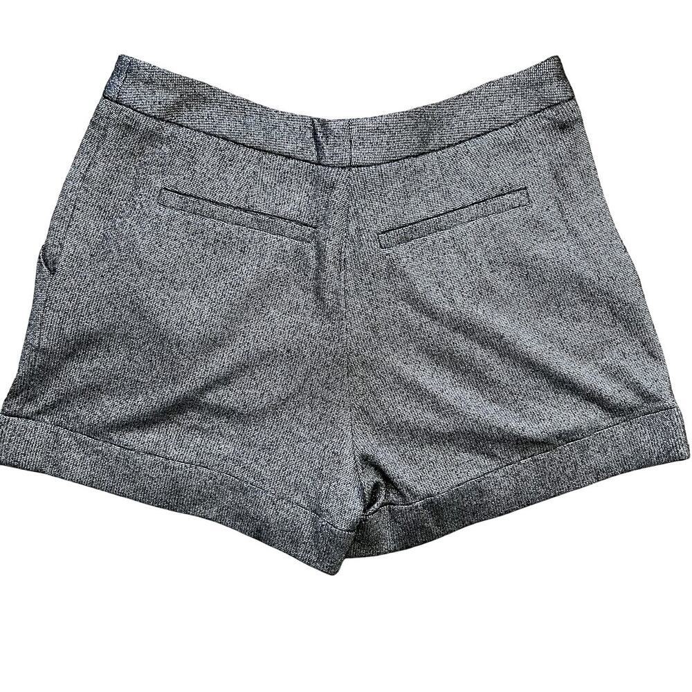 Rebecca Minkoff Pleated Silver Metallic Trouser Shorts XS Glam Coquette Dance RM - Picture 6 of 10